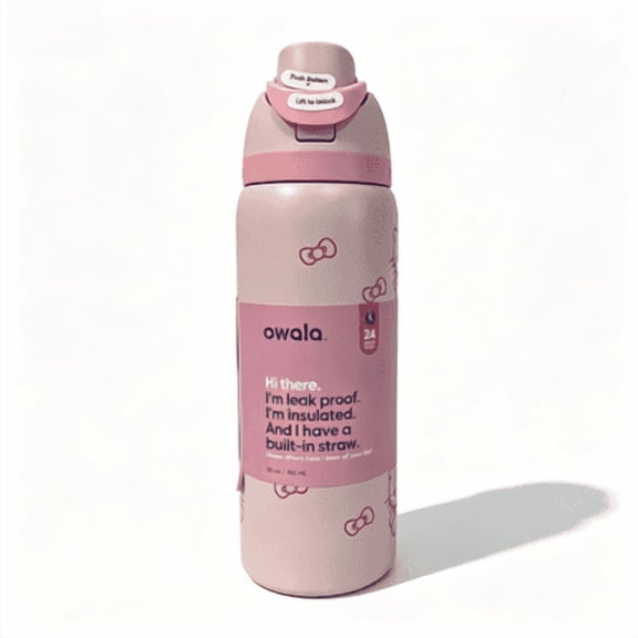 32oz Limited Edition Stainless Steel Tumbler - Leakproof Dual Lid (Straw & Sip), Soft Handle, Double-Wall Insulated Travel Mug for Office, Camping, Sports, Home, Ideal Gift (Pink Cat).
