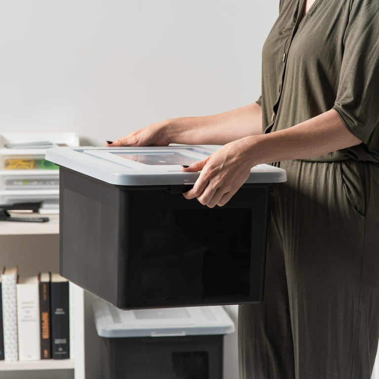 IRIS USA 35 Qt Stackable File Box, Black photo 5