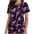 thumbnail image 1 of Tops Cortos para las Mujeres, Halloween Impreso en Cuello en V con Bolsillo, Moda Casual Manga Corta, 1 of 5