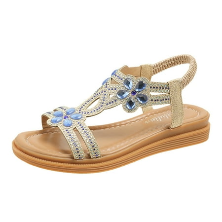 

Yzengfg Women s Summer Fashion Bohemian Style Sandals Open Toe Flat Bottom Casual Beach Sandals Slippers Sketches Women s Sandals