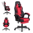 thumbnail image 1 of Gymax Gaming Chair w/ Headrest Reclining Backrest Lumber Support Linkage Armrests Red & Black, 1 of 10