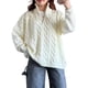 thumbnail image 1 of Suéter de Cuello Alto y Larga para Mujer con Cremallera, Jersey Informal de Punto Acanalado para Otoño e Invierno. L, 1 of 8