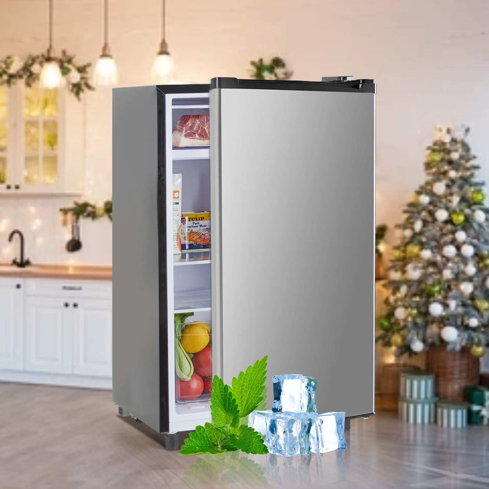Bigleap Mini Fridge for Bedroom 3.2 Cu.Ft Small Refrigerator with Freezer for Dorm Office,Silver