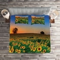 thumbnail image 2 of Ambesonne Sunflower Quilted Coverlet 3 Pcs, Flower Field at Sunset, Queen Size, Multicolor, 2 of 2