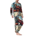 thumbnail image 2 of Salouo Beautiful Red Train Hot Air Balloon Print Button-Front Long Sleeve Pajama Set for Men, Soft 2Pjs Men's Long Sleeve Sleepwear-X-Large, 2 of 7