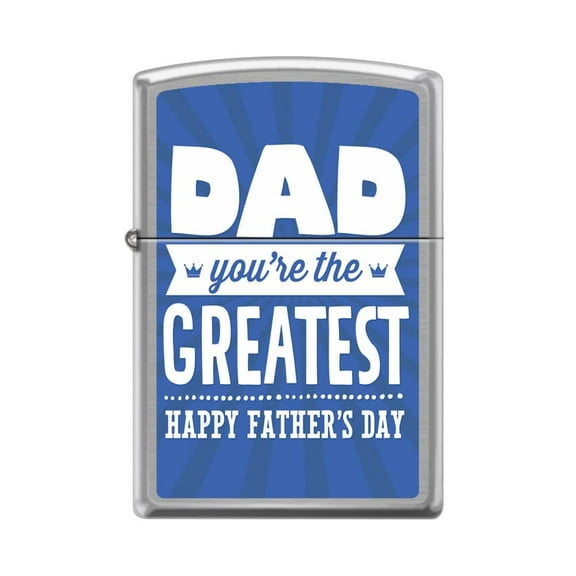Zippo Lighter-Personalized Custom Message Engraved on Backside Happy Fathers Day Brushed Chrome Windproof Lighter #Z5419