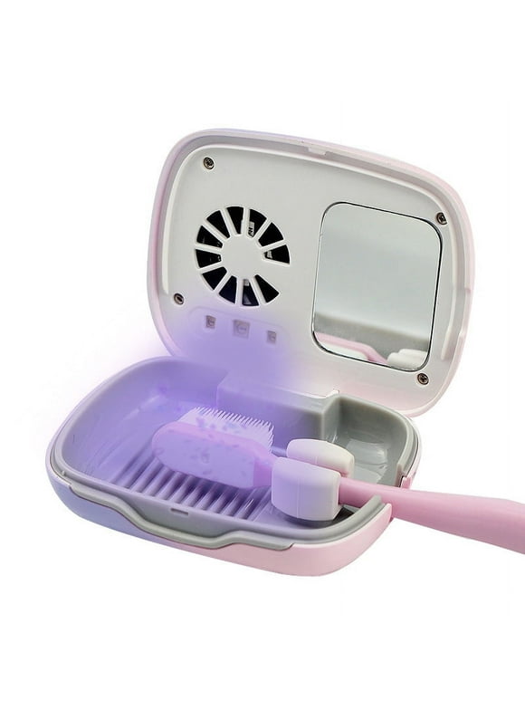Rechargeable Mini UV Toothbrush Sterilizer Cover with Fan and USB cord for Travel or Home, Long Battery Life and Improved Case Ventilation-Color WHITE