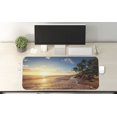 thumbnail image 2 of Tropical Computer Mouse Pad, Palm Trees on Tropical Beach Sunrise Morning View Panoramic Nature Picture, Rectangle Non-Slip Rubber Mousepad X-Large, 35" x 15", Blue Yellow Brown, by Ambesonne, 2 of 2