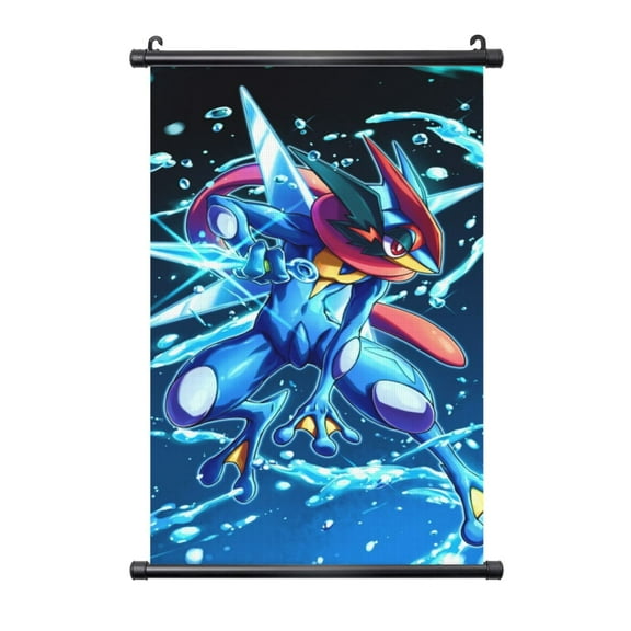 Greninja Poster Plastic Shaft Wall Hanging Banner Painting Canvas Artwork Wall Art Scroll Hanger Decor For Home Office 16"X24"