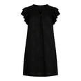 thumbnail image 4 of Royisotas Dresses for Women Loose Solid Short sleeve Ruffle Mini A-line Womens V-neck Casual Dress, 4 of 8