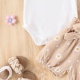 thumbnail image 7 of mgoYE Baby Girl Clothes 0-3 Months Newborn Infant Girl Clothes Rib Knit Romper Daisy Print Shorts Headband Baby Summer Clothes 0 3 6 12 18 24 Months(Khaki,12-18 Months), 7 of 7