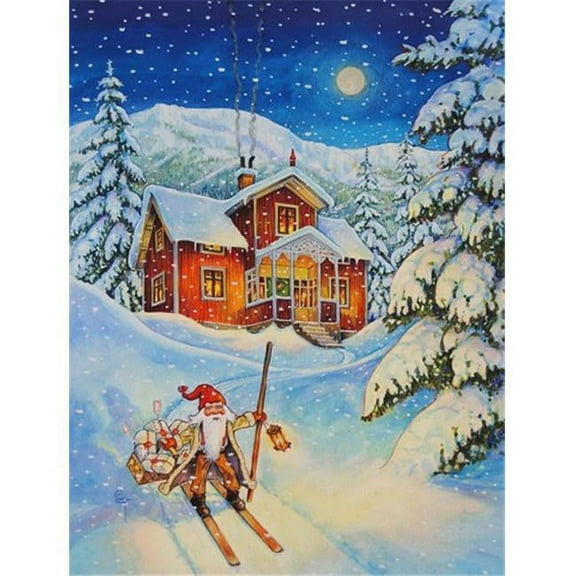 Christmas Gnome Headed Out Flag Canvas House Size