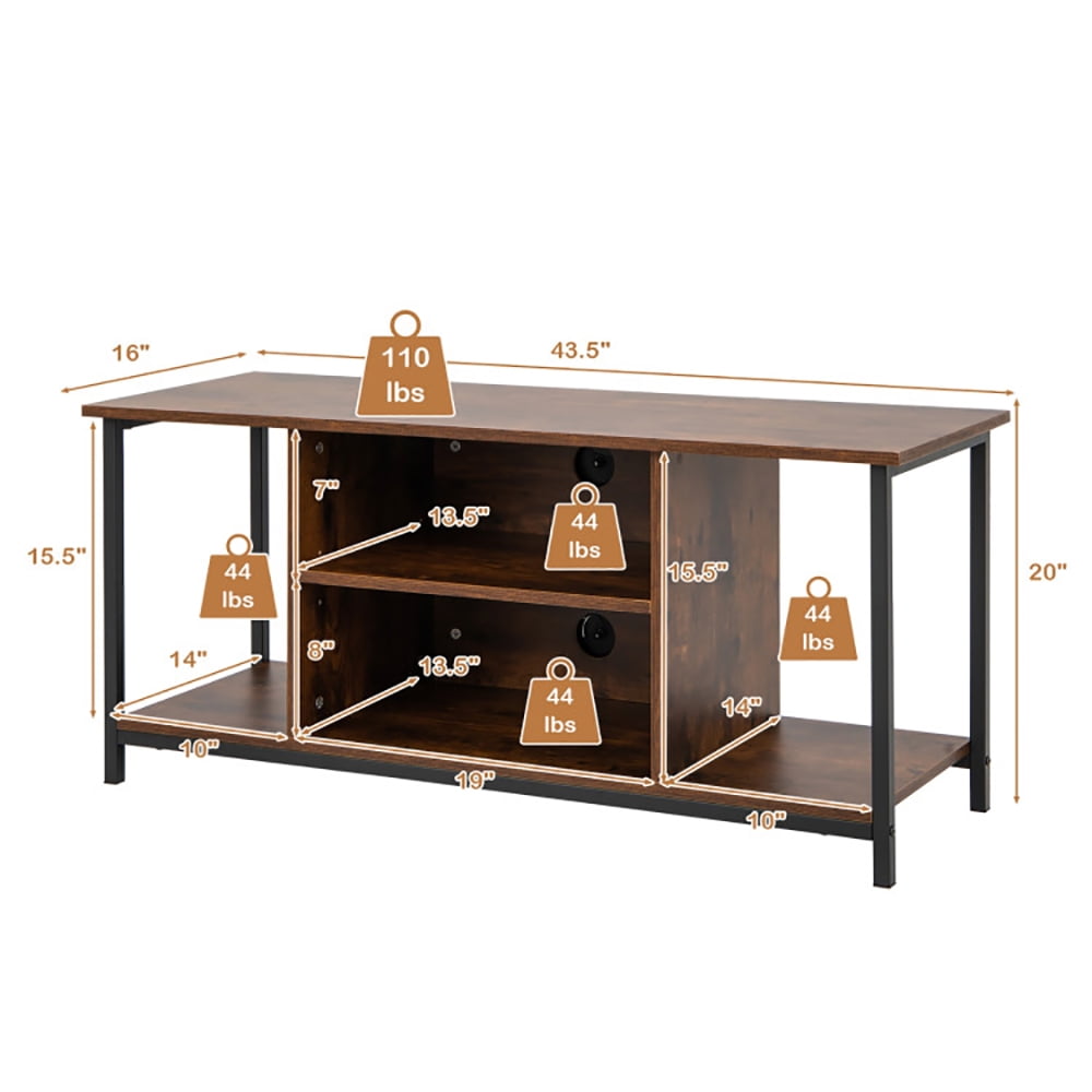 Finihen TV Stand, TV Cabinet, Mid-Century TV stand Media Console Table with Adjustable Shelf, for Living Room, Bedroom, Rustic Brown
