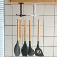 thumbnail image 2 of 2PCS Kitchen Utensil Holder Hooks Heavy Duty, Plastic Self-Adhesive Hooks 360 ° Rotatable Folding Wall Hangers Racks with 6 Hooks for Kitchen, Bathroom, Office (Black&White), 2 of 7