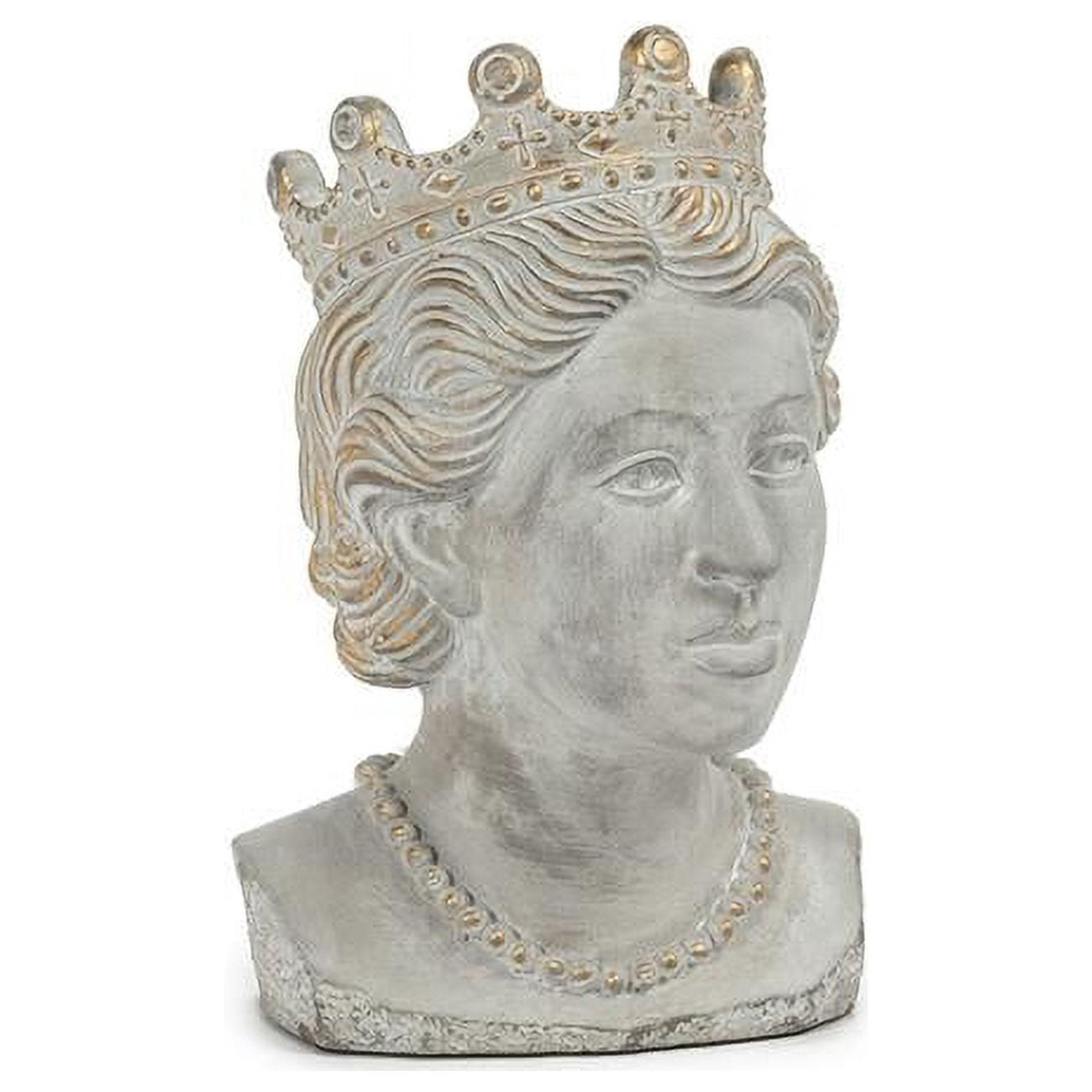9 in. Queen Head Planter, Grey & Gold - Small