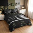 thumbnail image 2 of Manfei Rustic Patriotic US Flag Twin Bedding, Countryside Camo Bedding Comforter Set, Olive Green, Black Reversible, 7pcs, 2 of 6