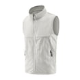thumbnail image 4 of Mifsaly Men's Lightweight Windbreaker Vest Stand Collar Zip Up Sleeveless Jacket Casual Sportswear Running Outerwear Waistcoat with Zip Pockets for Golf Hiking Travel White,XXXL, 4 of 5