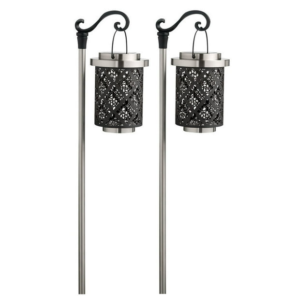 Shepard's Hook Damask Solar Landscape Lights, Pack of 2
