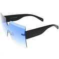 thumbnail image 3 of Oversize Rimless Shield Sunglasses Thick Arms Beveled Gradient Lens 73mm (Black / Blue Gradient), 3 of 4