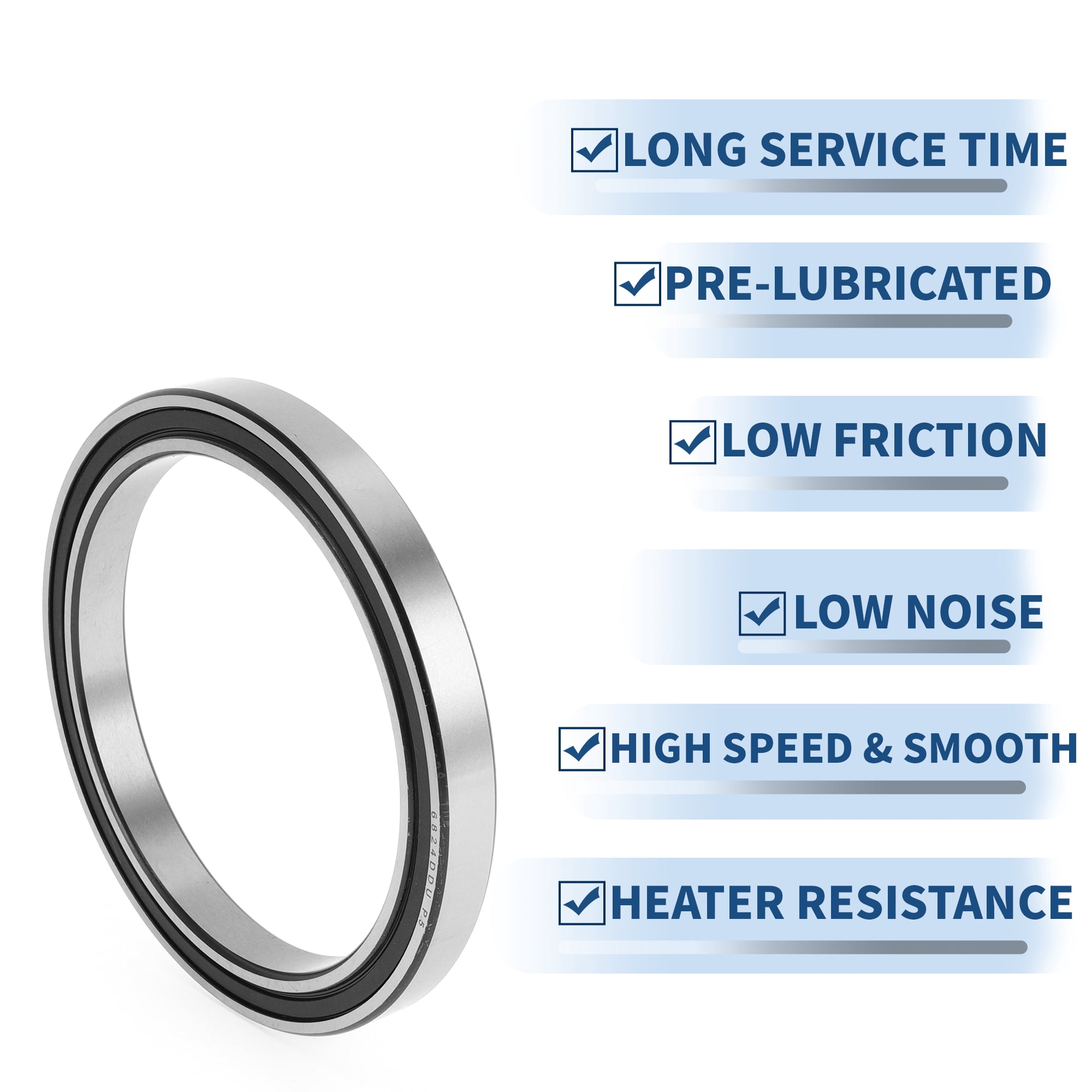 Unique Bargains 6824DD Deep Groove Ball Bearings P5 120x150x16mm Lubricated Bearings Double Rubber Seal Black Silver Tone Scooter Skateboard Wheel