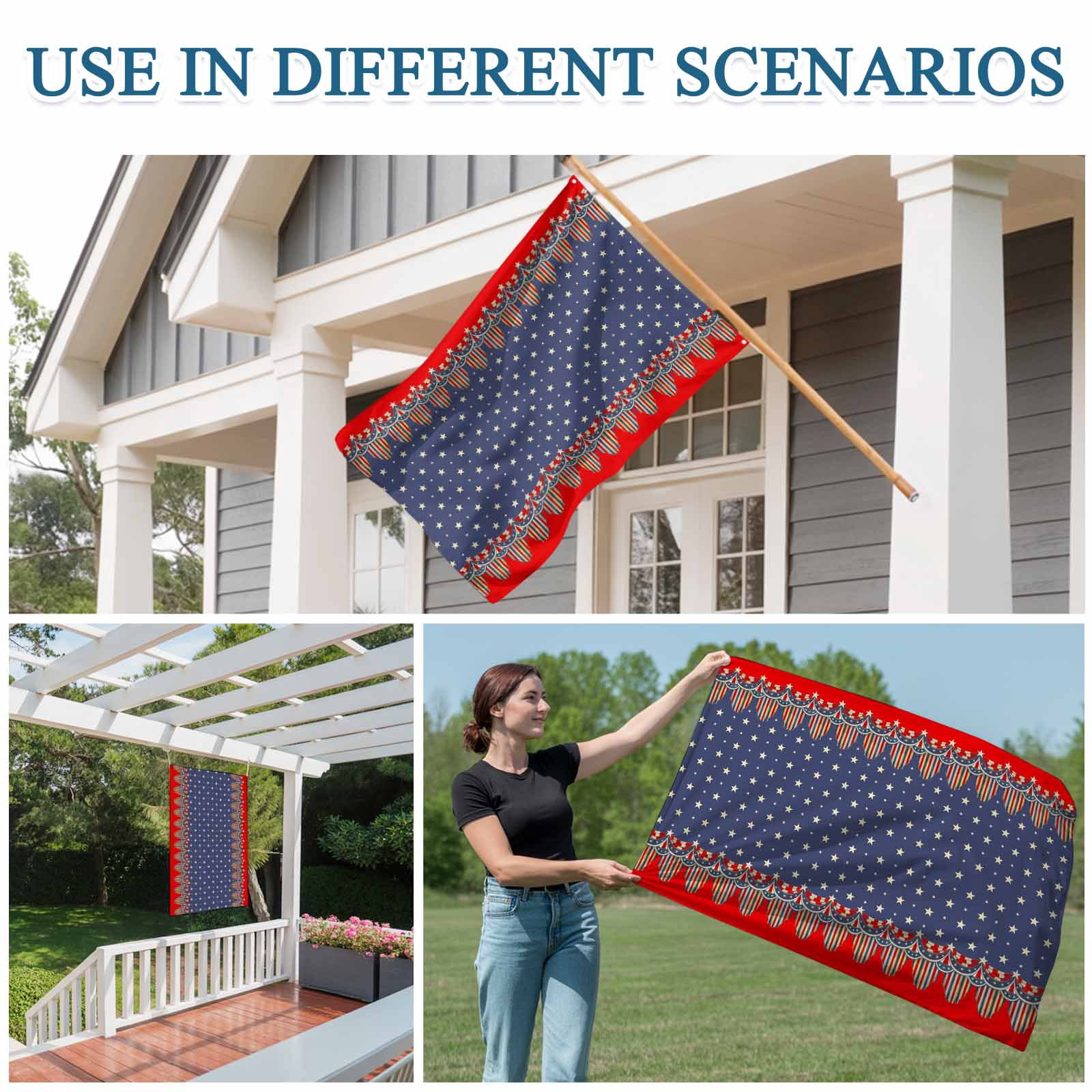 4th of July Flags for Outside 3x5 ft Patriotic Stars USA Flag Outdoor Flags Double Sided Grommets House Banner American Flag Patio Yard Flag for Outdoor Party Porch Independence Day Decor