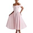 thumbnail image 4 of Women'S Off the Shoulder Cocktail Maxi Dress Sleeveless Casual A Line Elegant Flowy Formal Dresses Pink M, 4 of 9