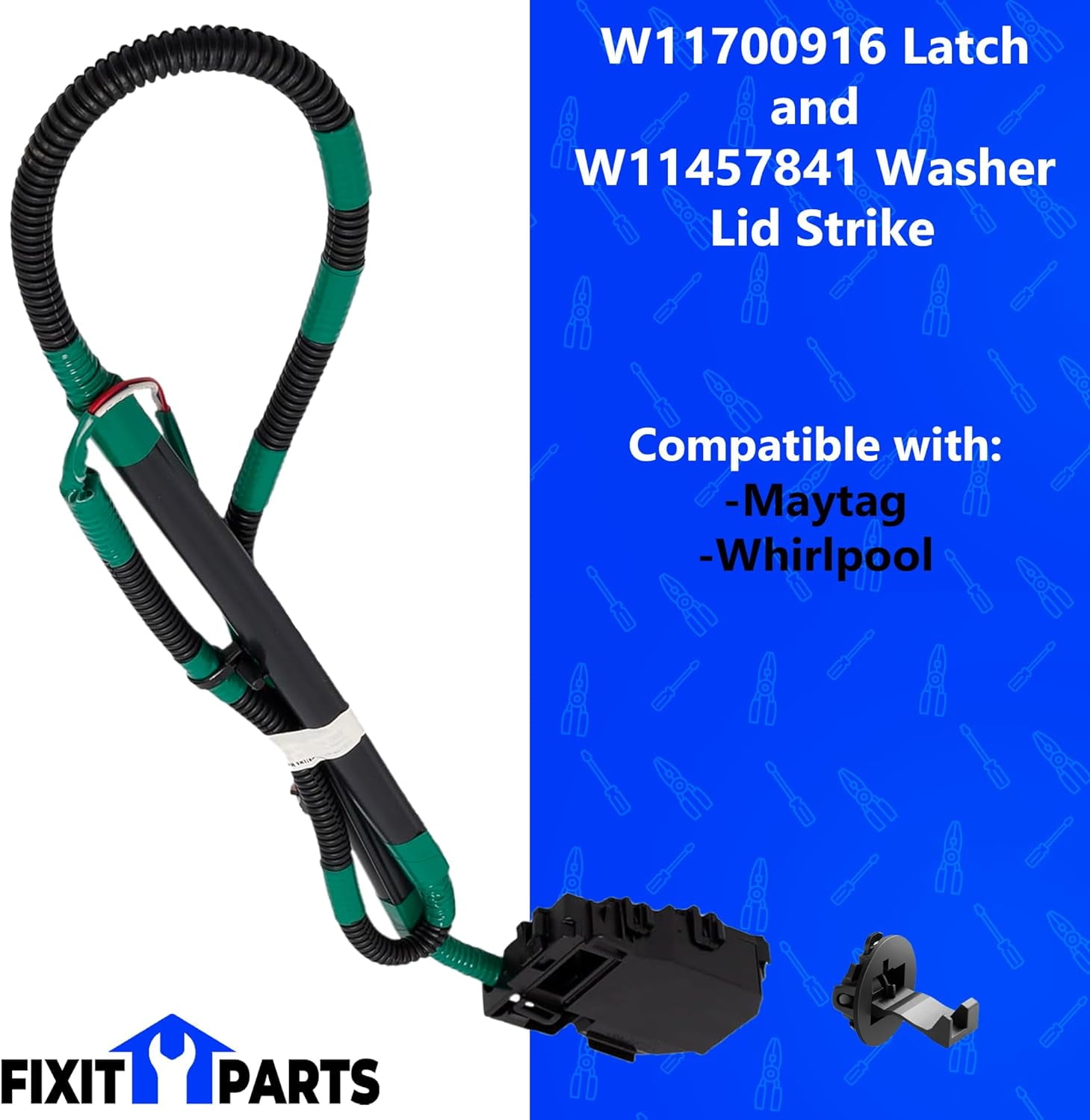 UPGRADED FIXIT PARTS W11700916 Latch replaces W11394572 W11032875 W11543566 / W11457841 Washer Lid Strike KIT
