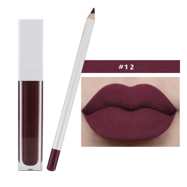 Hot6sl Ofertas de La Semana Juego de 2 Lápices de Brillo Labial 21 Colores, Brillo Labial, Brillo Labial, No Se Desvanece, No Se Pega a La Taza, Mate, 2 Juegos (1 Lápiz Labial + 1 Brillo Labial)