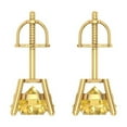 thumbnail image 4 of 4 ct Screw-Back Stud Earrings for Women | 8.0mm Round Cut Simulated Yellow Diamond | 18K Yellow Gold, 4 of 5