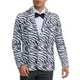 thumbnail image 5 of INSPIRE CHIC Men's Party Blazer Animal Print Notched Lapel Lightweight Suit Jacket L White and Black, 5 of 5