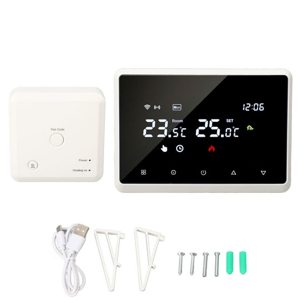 ME98 White Graffiti Wireless WIFI Controlador De Temperatura De Estufa Inteligente Montado En La Pared, Controlador De Temperatura De Calefacción Por Suelo Radiante De Agua, Control Remoto Móvil 230V