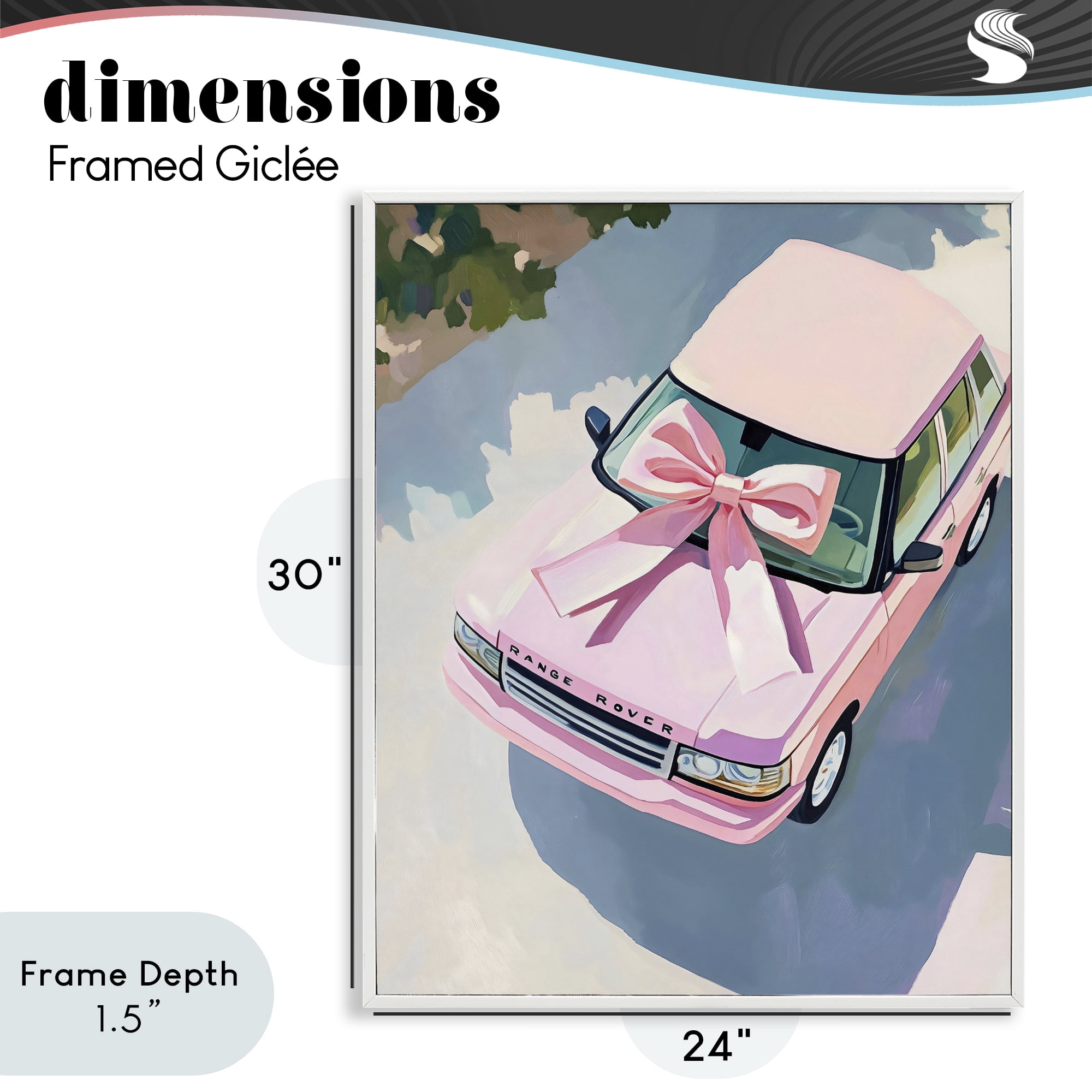 Stupell Industries Pink Luxury Rover with Ribbon White Framed Giclee Art, design by The Prints Vibe
