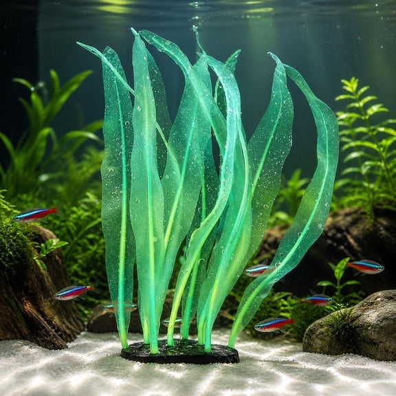 Handmade Silicone Artificial Aquatic Plants for Aquarium, Soft Fake Seaweed Ornament with Weighted Base, Colorful Fish Tank Decor for Freshwater and Saltwater Setup