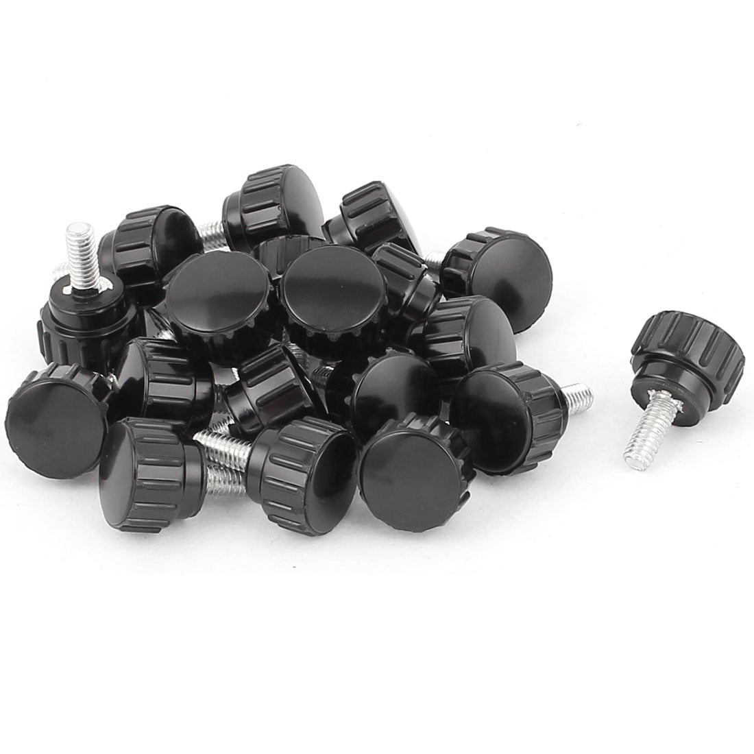 M4 x 10mm Male Thread Plastic Knurled Head Clamping Knob Jig Black