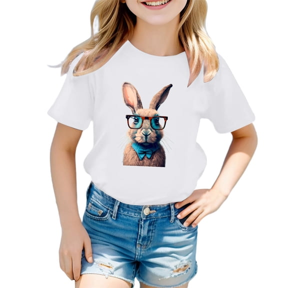 MQLKF Easter Bunny Shirt Toddler Boys Girls Happy Easter T Shirt Kids Cute Bunny Rabbit Graphic Tops Casual Beautiful Comfortable Girls Tee