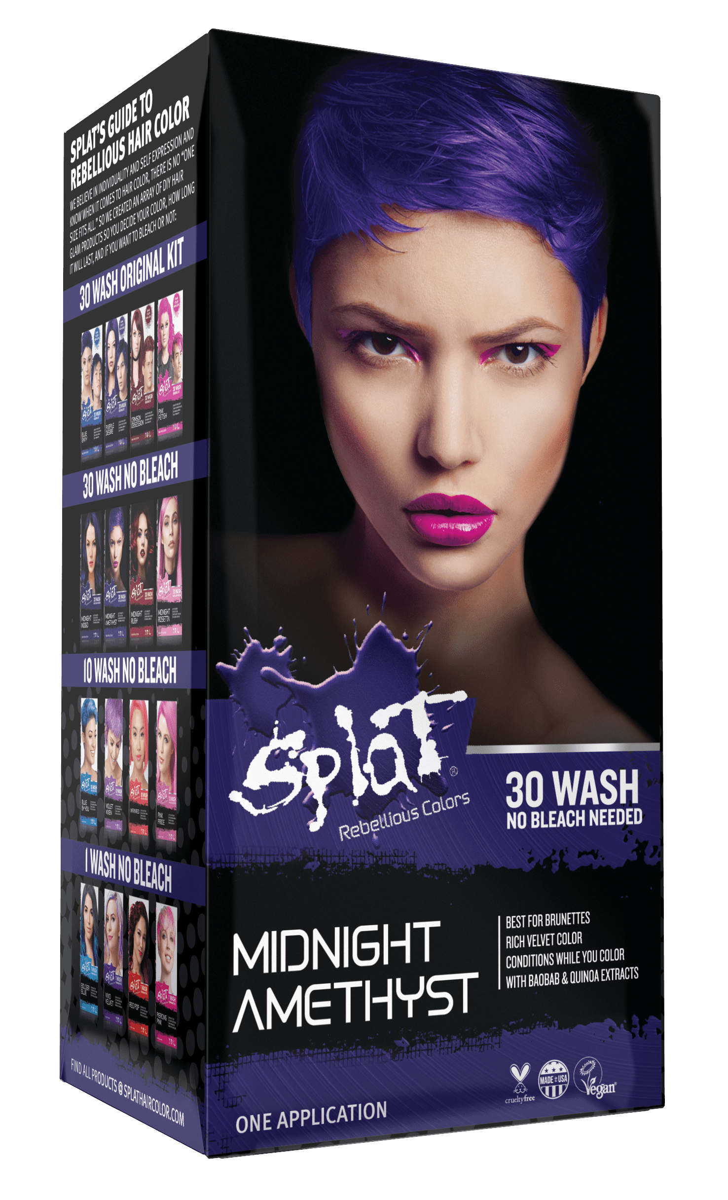 Splat Semi Permanent Midnight Violet Hair Color No Bleach Purple