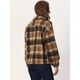 thumbnail image 3 of Chaqueta de Forro Polar de Tela de Cuadros para Mujer con Botones Chaqueta Informal de Vello marrón S, 3 of 5