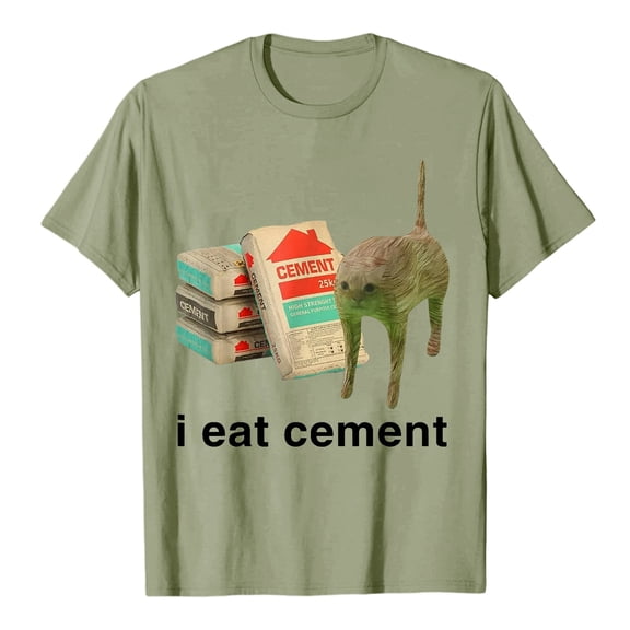 XIAOCHA Women's Graphic T-Shirt with I Eat Cement Print Casual Crew neck Top for Ladies