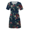 thumbnail image 5 of Robe Mini pour Femmes 2023 Été Décontractée à Manches Courtes Mignonne à Col Rond Robe Fluide à Imprimé Floral Ample Robe T-Shirt de Plage, 5 of 5