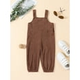 thumbnail image 7 of Toddler Boy Bib Overalls Solid Color Corduroy Suspender Pants Straps Trousers Halter Romper Jumpsuit, 7 of 7