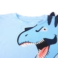 thumbnail image 5 of HILEELANG Toddler Dino Themed Cotton Short Sets - Blue Dinosaur Tee with Plaid Shorts for 18M-8Years, 5 of 7