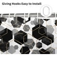thumbnail image 5 of Black Shower Curtain, Black Grey Abstract Geometric Modern Grid Pattern Minimalist Bath Curtains Waterproof Fabric with Hooks for Home Decor, 72Wx78H, 5 of 6