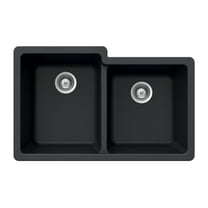 Houzer Quartztone 33 in Midnite Granite Composite Undermount 60/40 Double Bowl Kitchen Sink - M-175U MIDNITE