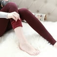 thumbnail image 5 of Thermal Footed Leggings Women High Waist Stepping Design Slimming Fleece Plush Velvet Lined Thick Pantyhose Tights (Free Size, Wine), 5 of 6