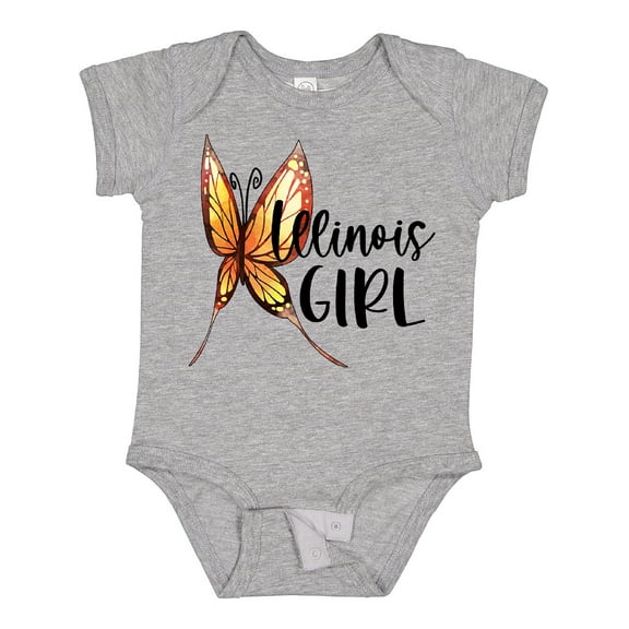 Inktastic Illinois Girl- Butterfly Girls Baby Bodysuit