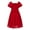 Red, variant on Aideaone Girls Chiffon Dress Flutter Ruffle Short Sleeve Kids Square Neck Frocks Navy Blue 6-13Y