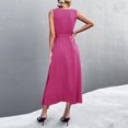 thumbnail image 7 of Sleeveless Dress for Women V Neck Casual Summer Split Long Dress Solid Loose Comfy Elegant Belted Tank Party Dress, 7 of 7