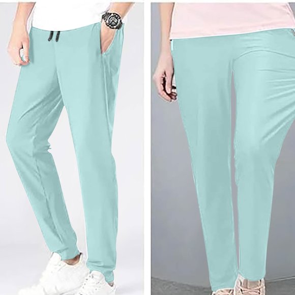 Fartey Womens Summer Breathable Ice Silk Pants Elastic High Waisted Drawstring Quick Dry Pants Solid Color Loose Drape Straight Leg Trousers with Pockets,Sky Blue,S-3XL