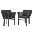 thumbnail image 3 of GZXS All-Weather Outdoor Dining Armchairs Set of 2, Modern Gray Aluminum Frame Patio Leisure Chairs with Woven Rattan Accent & Weather Resistant Fabric Cushion, Easy Maintenance & Assembly, 3 of 9