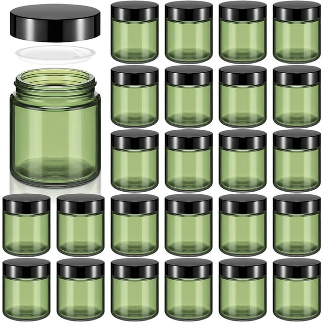 Frascos de vidrio Norme de 4 oz/120 ml con tapas redondas a prueba de fugas, 24 unidades